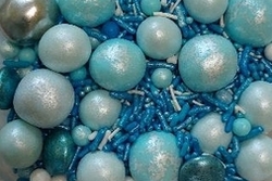 Cukrová dekorace - Modro - bílý MIX (kuličky, rýže) 