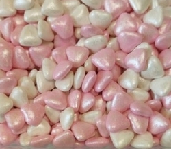 Cukrová dekorace - Srdíčka (růžovo-bílá)