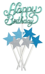 Zápich - Happy Birthday + hvězdičky (zelený)