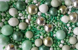 Cukrová dekorace - Zeleno - bílý MIX II. (kuličky, rýže)