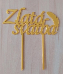 Zápich zlatý - ZLATÁ SVATBA,  14 cm